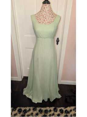 vintage 70s Angela Light Green Maxi Dress S